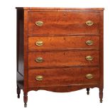 Federal Cherrywood Butler's Chest , early 19th c., drop front secretary drawer with fitted