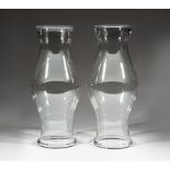 Pair of Blown Glass Hurricane Shades , h. 18 in., dia. 7 1/2 in