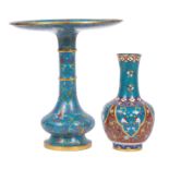 Two Chinese Cloisonné Enamel Vases , probably late Qing Dynasty (1644-1911), incl. wide rim beaker-