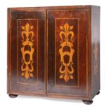 Antique Italian Marquetry Collector's Cabinet , c. 1890, foliate and scroll inlay, interior