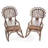 Pair of Antique Wicker Rocking Chairs , early 20th c., probably Heywood Wakefield, Massachusetts,