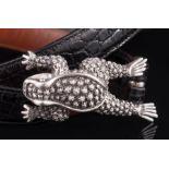 Barry Kieselstein-Cord Sterling Silver Frog-Form Belt Buckle and American Alligator Belt , each