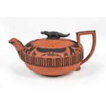 Wedgwood Rosso Antico Covered Teapot , c. 1805, impressed uppercase mark and 'RK', Egyptianesque