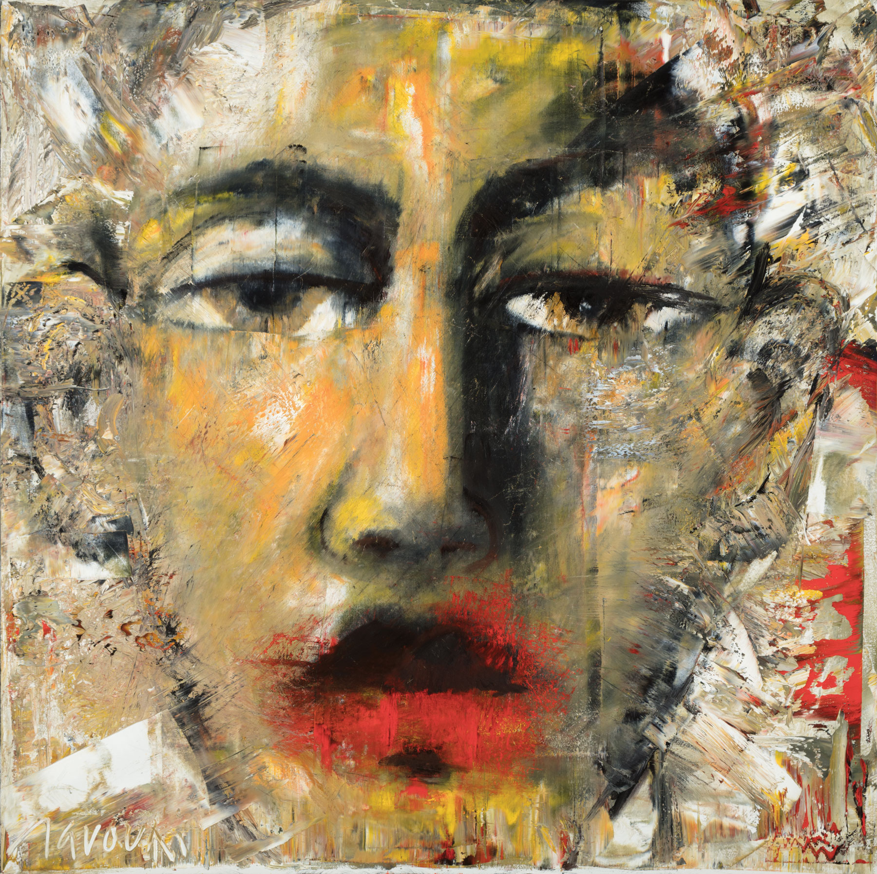 David Harouni (Iranian/New Orleans, b. 1962) , "Untitled (Face)", 1998, oil on gallery-wrapped
