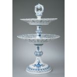 Meissen "Blue Onion" Porcelain Two Tier Dessert Stand , blue underglazed and incised marks,