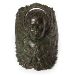 Antique French Patinated Bronze "Napoleon" Door Knocker , backplate cast with Imperial eagle and a