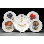 Eight Limoges Porcelain "Balloon" Plates , 20th c., incl. pairs of "bonnin-Mazet", "Fr. Robert", "