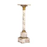 Antique French Bronze-Mounted Marble Pedestal , rotating top, columnar standard, stepped plinth , h.