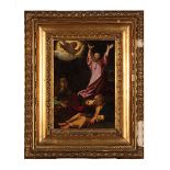Continental School, 19th c ., "Jesus in the Garden of Gethsemane", oil on copper, unsigned, 12 1/8