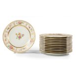 Twelve Limoges Porcelain Dinner Plates , marked WM Guerin and Co., floral and gilt decoration,