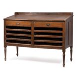 Southern Hardwood Slant Top Accounting Desk , mid-19th c., two drawers, eight rolling ledger