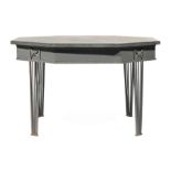 Directoire Iron and Slate Top Dining Table , octagonal top, conforming frieze, tapered spindled