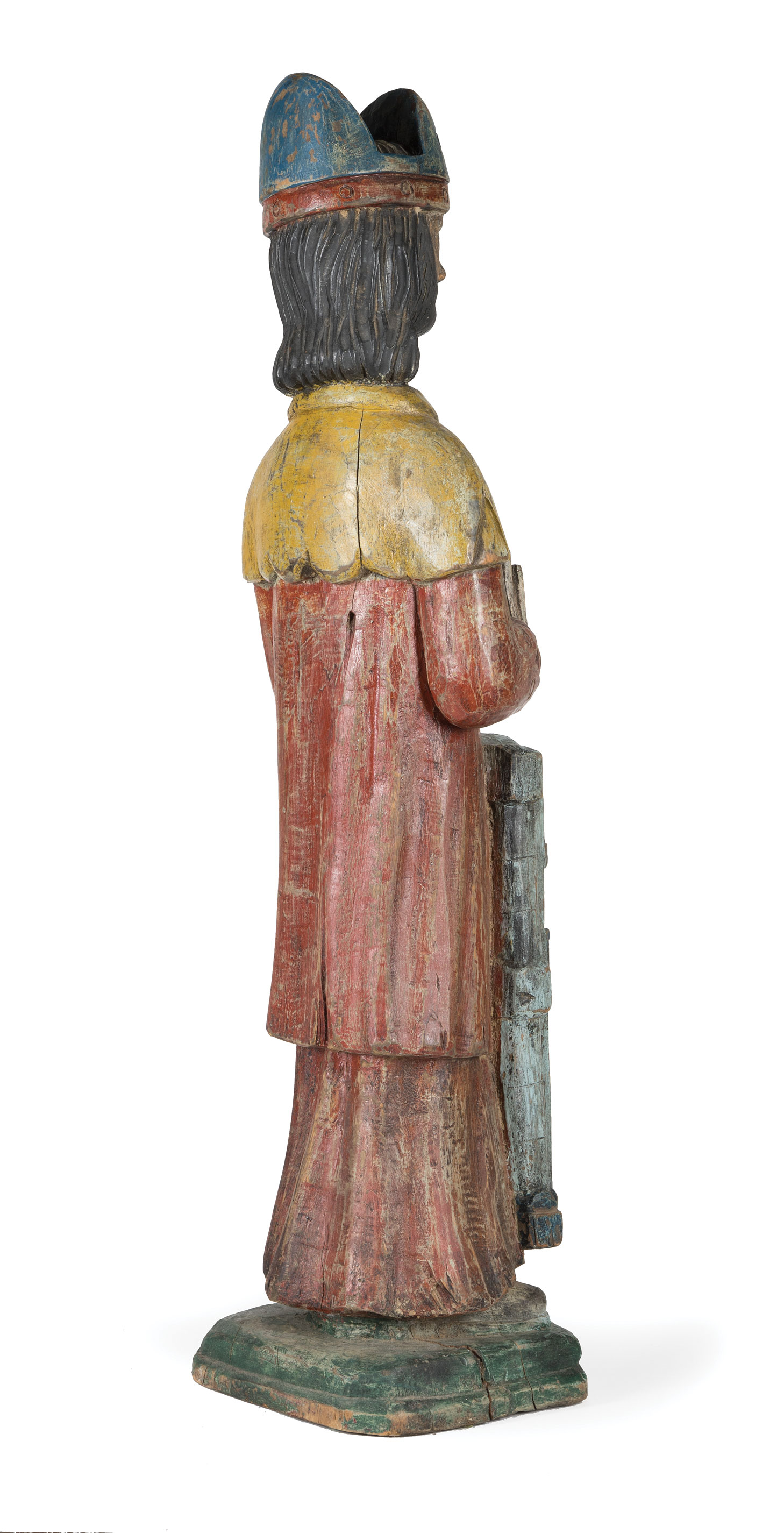 Antique Carved and Polychrome Figure of a Bishop , Cartagena, Columbia, h. 35 in., w. 9 in., d. 8 - Image 2 of 2