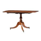 George III Mahogany Tilt-Top Breakfast Table , c. 1780-1810, banded top, vasiform standard, outswept