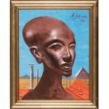 Noel Rockmore (American/New Orleans, 1928-1995) , "Pharaoh Ikhnaton", 1990, acrylic and oil on