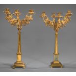 Pair of American Late Classical Bronze Six-Light Candelabra , mid-19th c., possibly Cornelius &