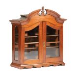 Dutch West Indies Vitrine Cabinet , mid-to-late 18th c., broken arch pediment, central flame finial,