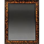 Faux Tortoiseshell Mirror , molded surround, old beveled plate, labeled, h. 37 in., w. 29 in