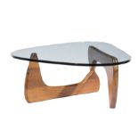Isamu Noguchi (Japanese/American, 1904-9188) for Herman Miller Walnut and Glass Coffee Table ,