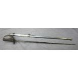 Edward VII Officer's sword with fullered blade and metal scabbard, no. 6273, by Hawkes & Co.,