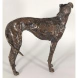 A Stuart Anderson bronze figure of a standing greyhound facing right, signed 'S Anderson 2008',