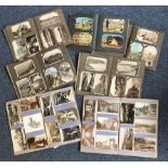 A collection of approximately 800 assorted postcards across 7 albums, predominantly of UK and