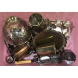A quantity of silver plated items including an egg cruet set comprising six egg cups, a set of six