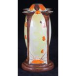 A Myott. Son & Co 'Torpedo' vase, shape 8980 painted in brown yellow and orange glazes, 22cm high