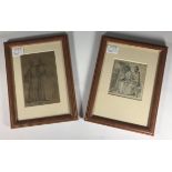 After Daniel Chodowiecki (1726-1801) A small etching and a print, both depicting studies of two