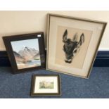 Ralph Thompson (1913-2009) pencil signed print of a buck, together with a small watercolour study of