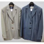 A ladies Aquascutum blue 2-piece suit, two front pockets, inside silk lining, jacket UK size 10R,