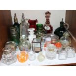 SECTION 19. A collection of glassware including an atomiser, paperweight inkwells with stoppers,