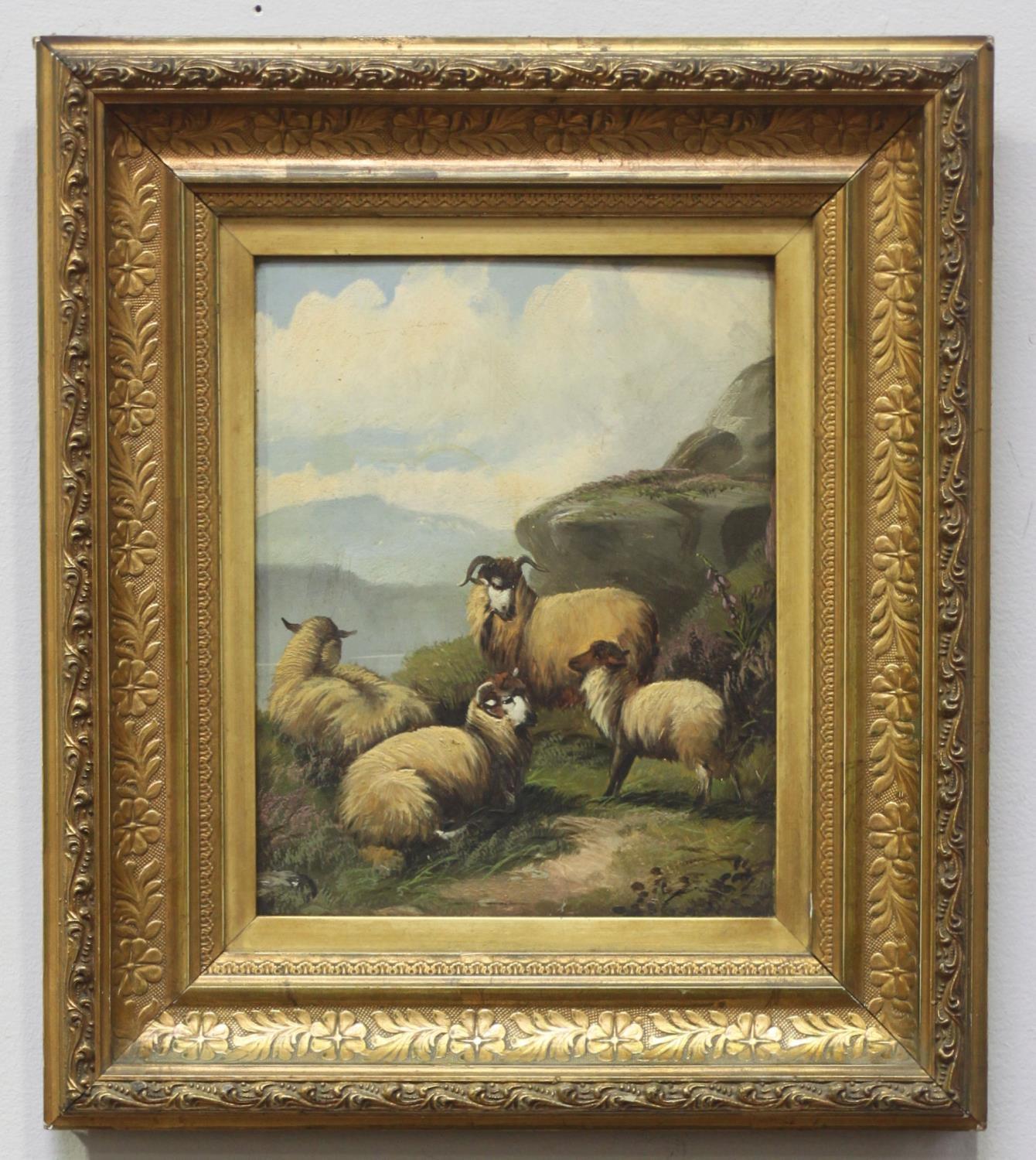 Countryside scene depicting Rams on a mountainside, unsigned, possibly by Edith Morgan, pencil