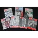 A collection of seven assorted Life magazines including an October 23rd 1970 edition with a front