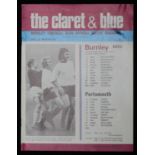 Portsmouth Football Club Postponed Game Away Programme v Burnley 20/01/73, vgc