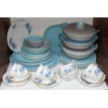 SECTION 7. Poole pottery dinnerwares in two tone blue/white and blue/grey designs comprising 29