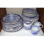 SECTION 30. A quantity of blue and white ceramics with scenes of men fishing including serving