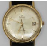 A gents gold-plated Omega Seamaster De Ville, the gilt dial with applied batons denoting hours and