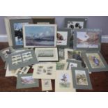 A collection of assorted prints including framed book plates, maritime scenes and a number of