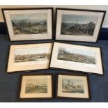 Six assorted coloured hunting engravings including 'Hare Hunting, Plate 1, Soho!' after W.P