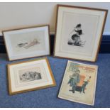 Edmund Blampied, two monochrome prints, one signed in pencil, together with print after Reson 'Le