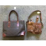 A Khaki and Brown Scotch grain leather Mulberry zip top handbag, inside pocket, good condition,
