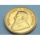 South African Kruggerand, 1974, 1 ounce fine gold, condition Good.