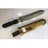 Siebe Gorman & Co. diver's knife, with turned ebony handle, 18.5cm double edged blade and brass