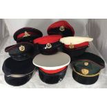 Eight various peaked caps including Royal Navy, Royal Artillery and Royal Engineers etc. (8)