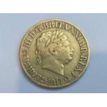 King George III sovereign, 1817, obv laurel head, rv George & Dragon, weight 7.9g, condition Fine.