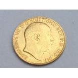 Edward VII half sovereign, 1906, obv bare head, rv George & Dragon, Weight 3.95g, condition Fine.