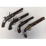 Four various reproduction flint lock pistols (4)