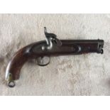 Sea Service Percussion Belt Pistol, lockplate engraved with crowned VR, TOWER 1855 with inspector?
