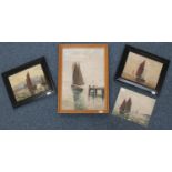 A.W. Higham (fl. early 20th century), four various harbour studies with figures in sailing/fishing